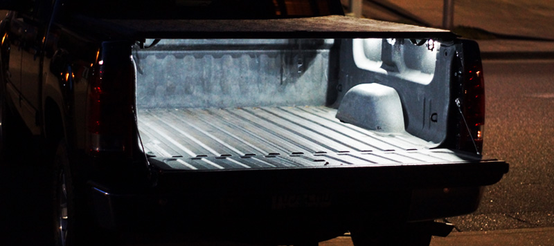 gmc sierra under the rail 
      led truck bed lighting lux lighting systems